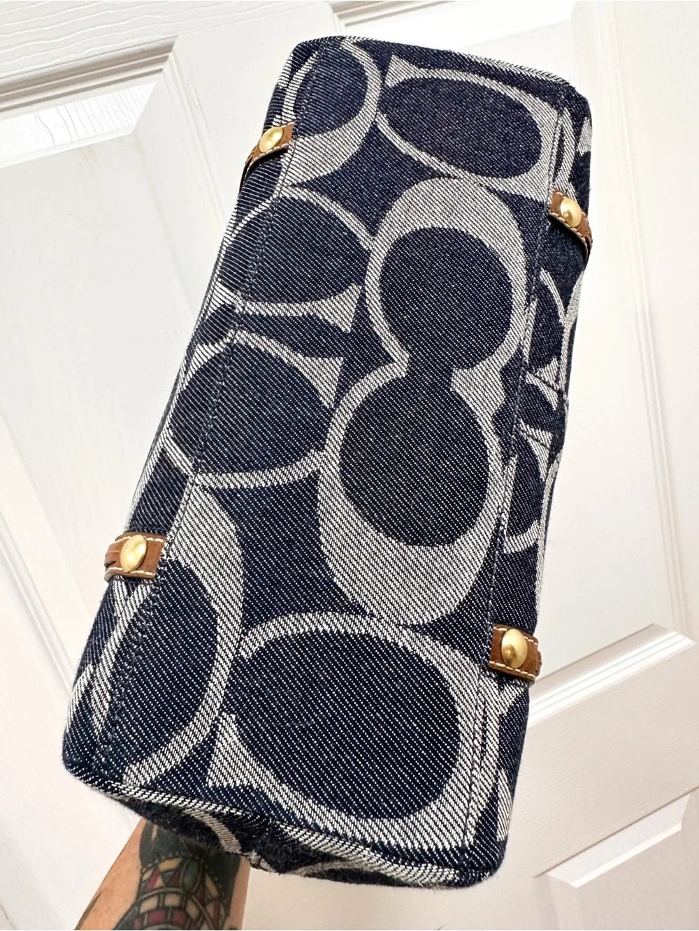 Coach Signature Denim Legacy Heritage Stripe Tote Y2K